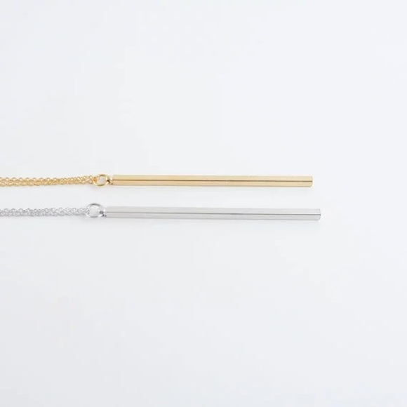 NEW!💙💎💛GOLDEN! LONG BAR NECKLACE!💛💎💙MODERN! - Picture 5 of 8